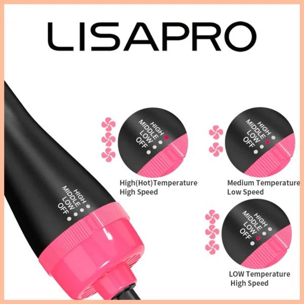LISAPRO 3 IN 1 Hot Air Brush One-Step Hair Dryer And Volumizer Styler and Dryer Blow Dryer Brush Professional 1000W Hair Dryers - Image 6
