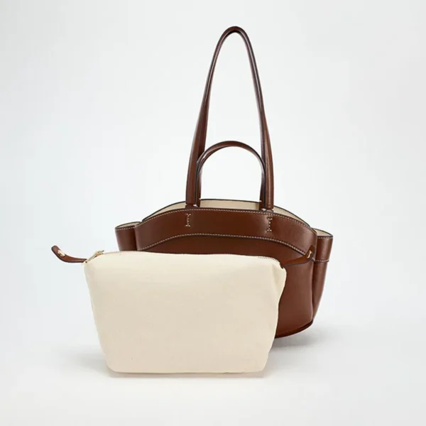 Brown Leather Bucket Bag